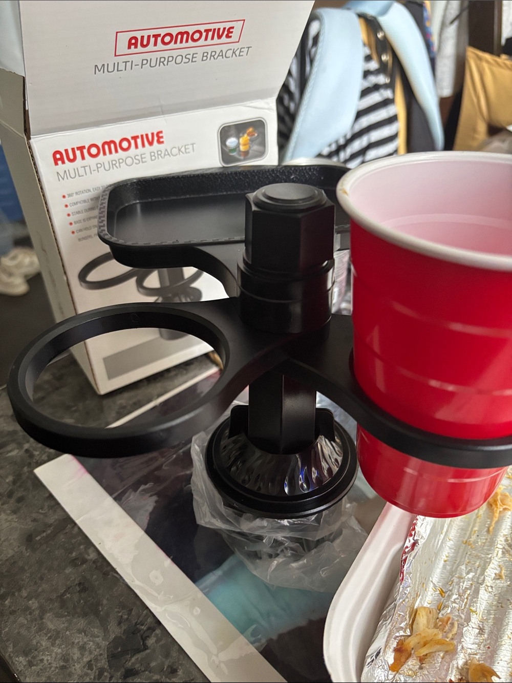 Multi-Purpose Black Cup Holder & Tray -